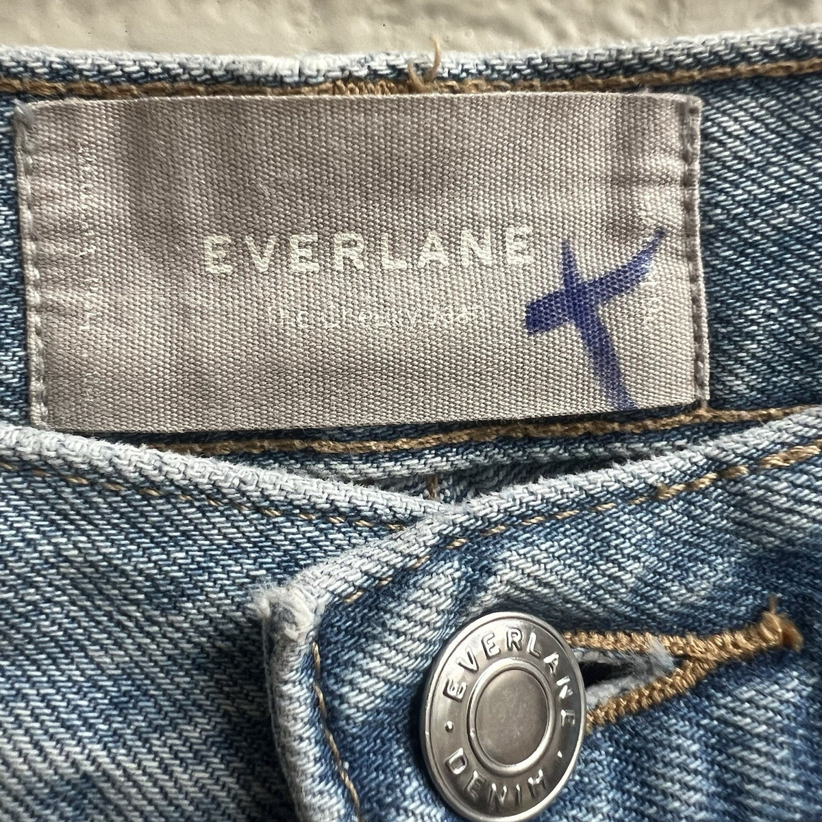 Everlane Jeans Womens Sz 26 Light Blue Cheeky Jean High Rise Button Fly Straight