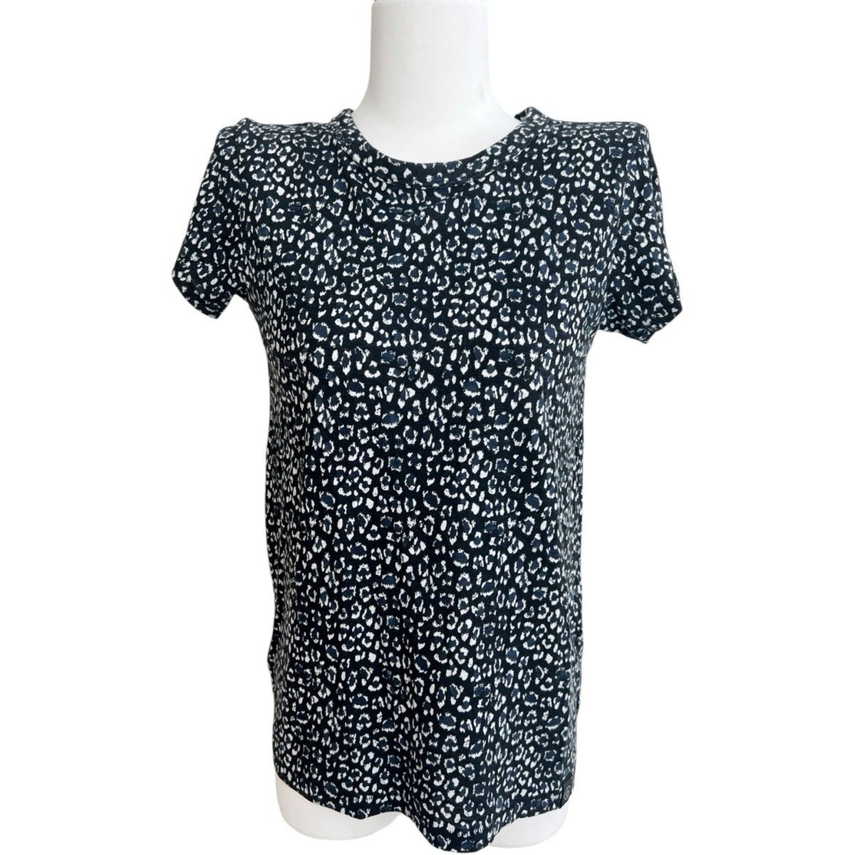 Rag & Bone Short Slv Crew Neck Animal Print T Shirt Sz XS Organic Pima Cotton