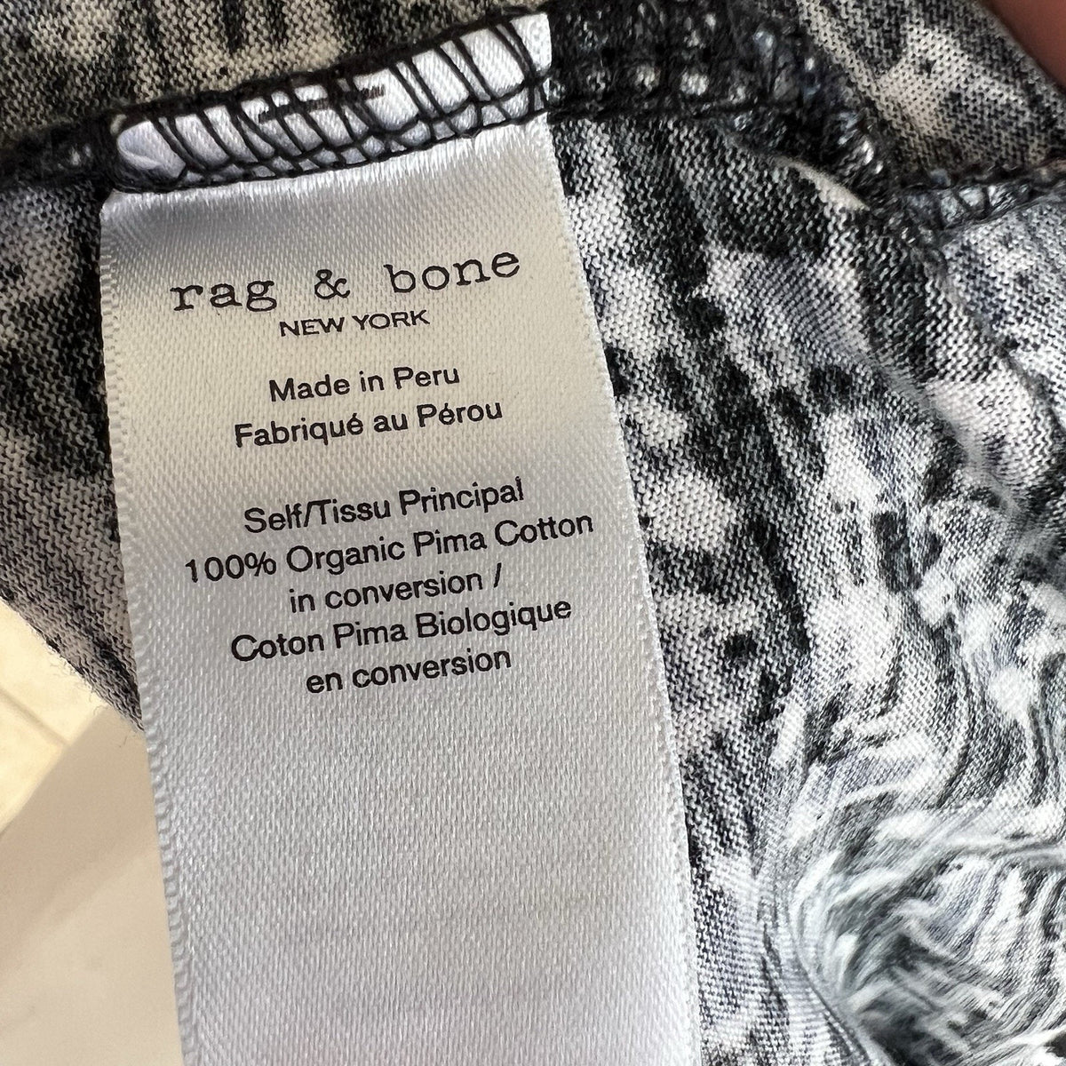 Rag & Bone Short Slv Crew Neck Animal Print T Shirt Sz XS Organic Pima Cotton