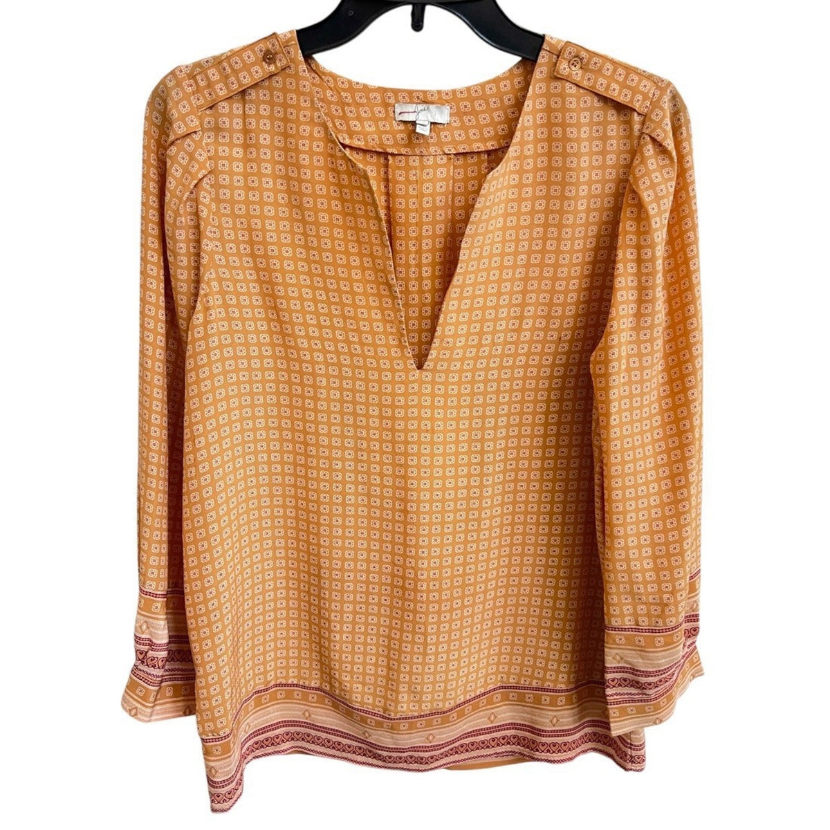 Joie 100% Silk Blouse Top XS Amy Scarf Geometric Flowy Cottagecore Feminine Boho