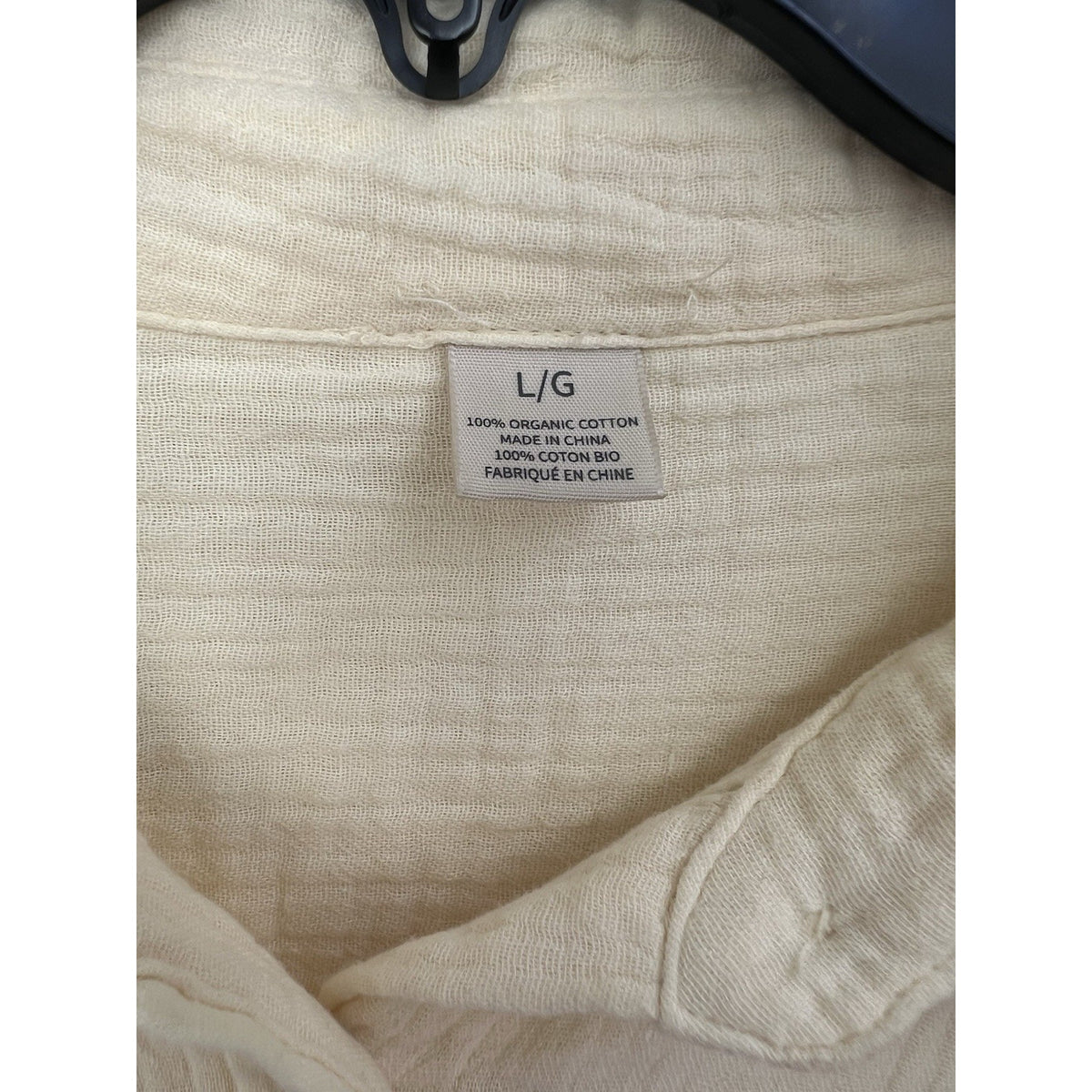 Magaschoni Women’s L Organic Cotton Gauze Button Down Shirt Long Slv Yellow