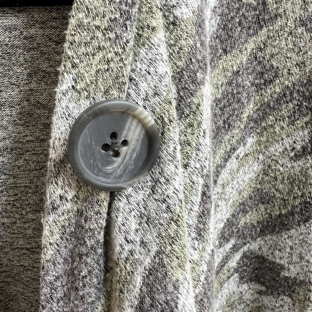 BOBEAU Camouflage Camo Open Draped Soft Slub Knit Cardigan Green Gray Sz S
