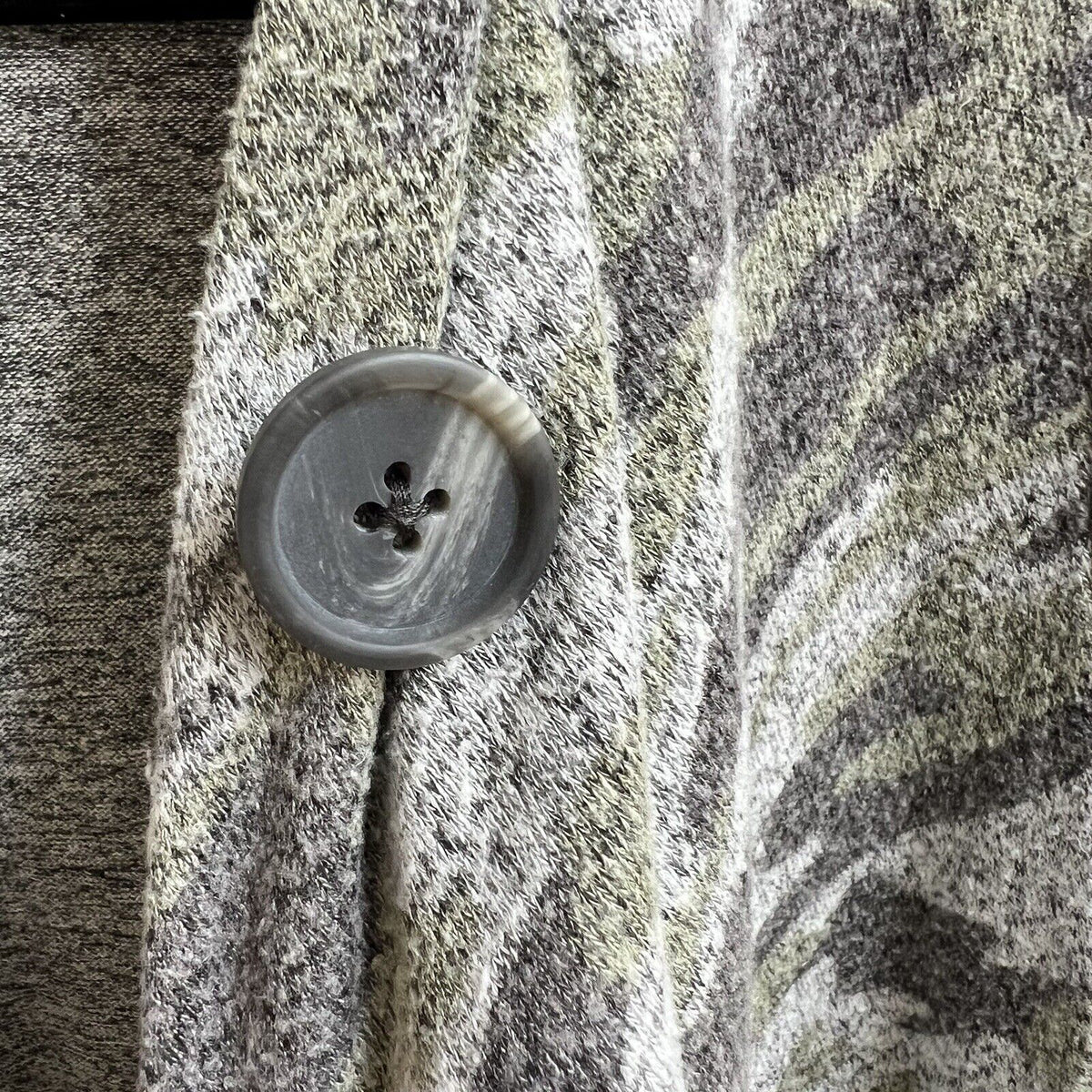 BOBEAU Camouflage Camo Open Draped Soft Slub Knit Cardigan Green Gray Sz S