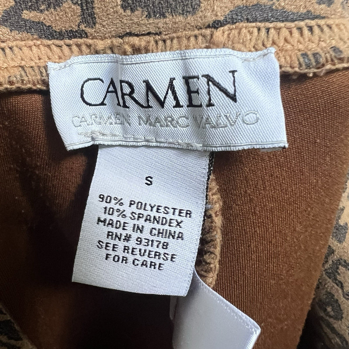 Carmen Marc Valvo Leopard Print Leggings Sz S Faux Leather Pull On Stretchy