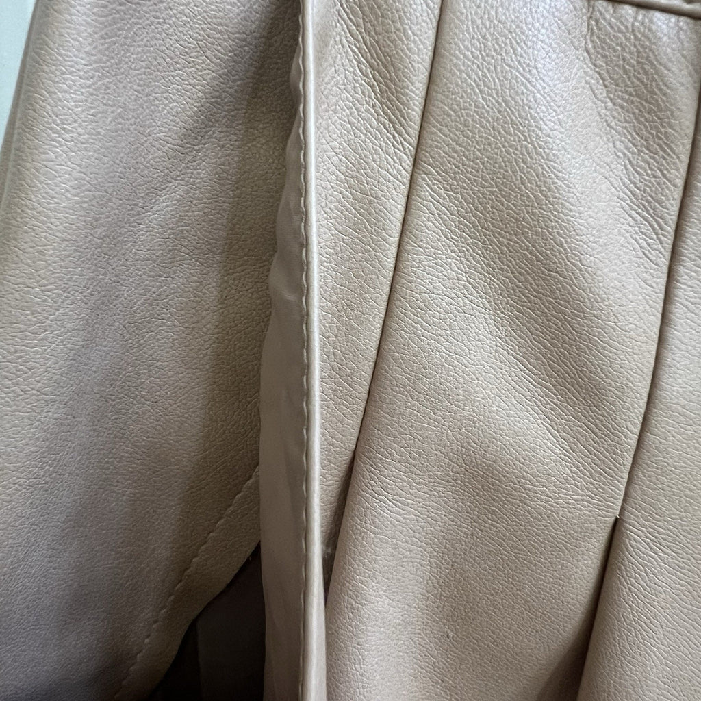 Seven 7 For All Mankind Faux Leather Sz M Pleated Tan High Rise Wide Leg Pants