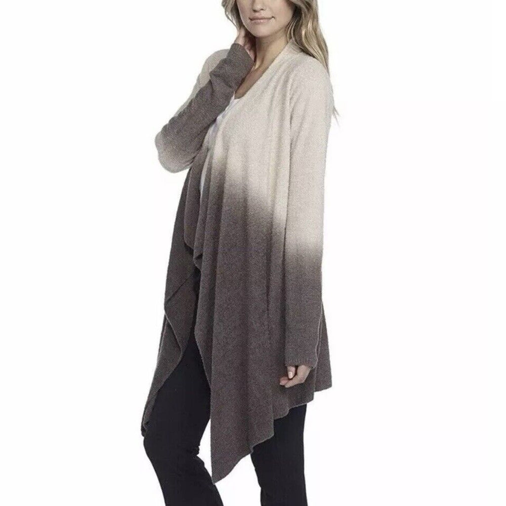Barefoot Dreams CozyChic Lite Ombre Cardigan Waterfall Drape Oatmeal Taupe S M