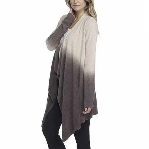 Barefoot Dreams CozyChic Lite Ombre Cardigan Waterfall Drape Oatmeal Taupe S M
