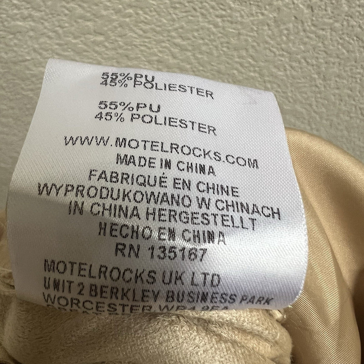 MOTEL ROCKS Centa Trouser Straight Leg Faux Leather PU Vegan Sz XS Beige