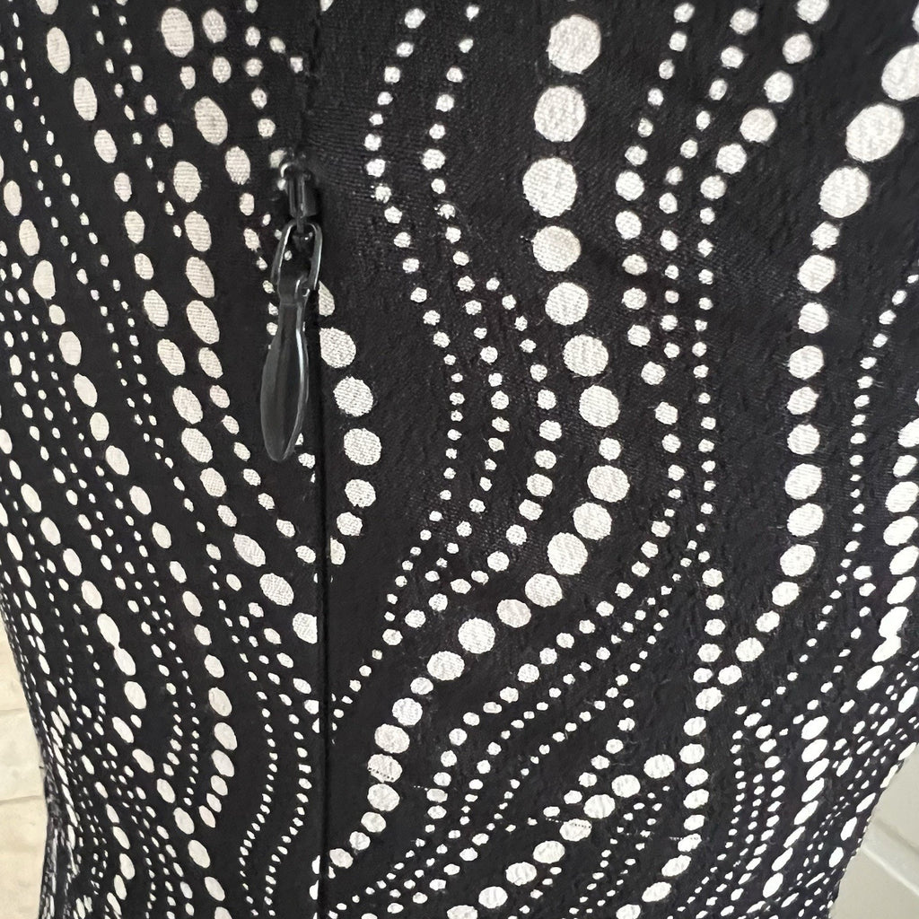 & Other Stories Puff Shoulder Crepe Midi Dress Dotted Print Sz 0 Front Slit