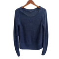 Club Monaco Womens Open Knit Sweater Navy Blue Sz L Wool Alpaca Blend