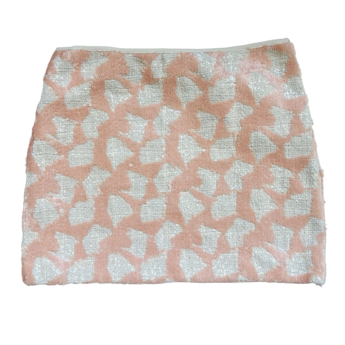 Banana Republic Womens Peach And White Abstract Sequin Mini Skirt Sz 8
