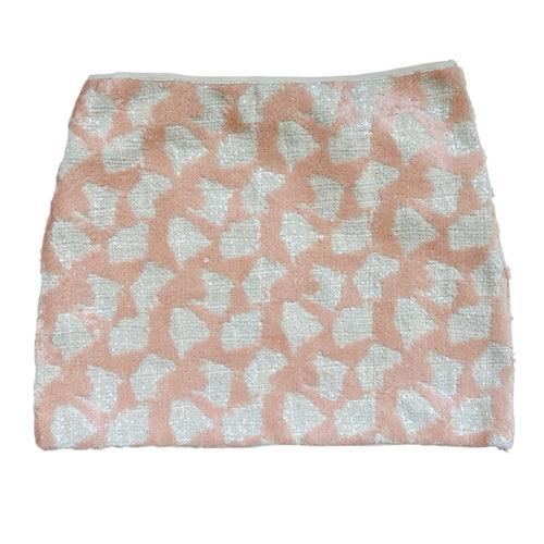Banana Republic Womens Peach And White Abstract Sequin Mini Skirt Sz 8