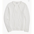 J. Crew Open Knit Sweater Plus Sz 2X Linen Blend Tie Neck White Beach Swim BQ688