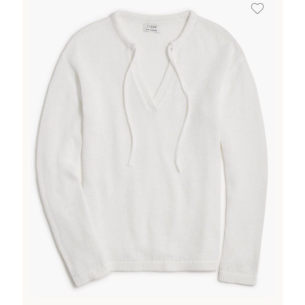 J. Crew Open Knit Sweater Plus Sz 2X Linen Blend Tie Neck White Beach Swim BQ688