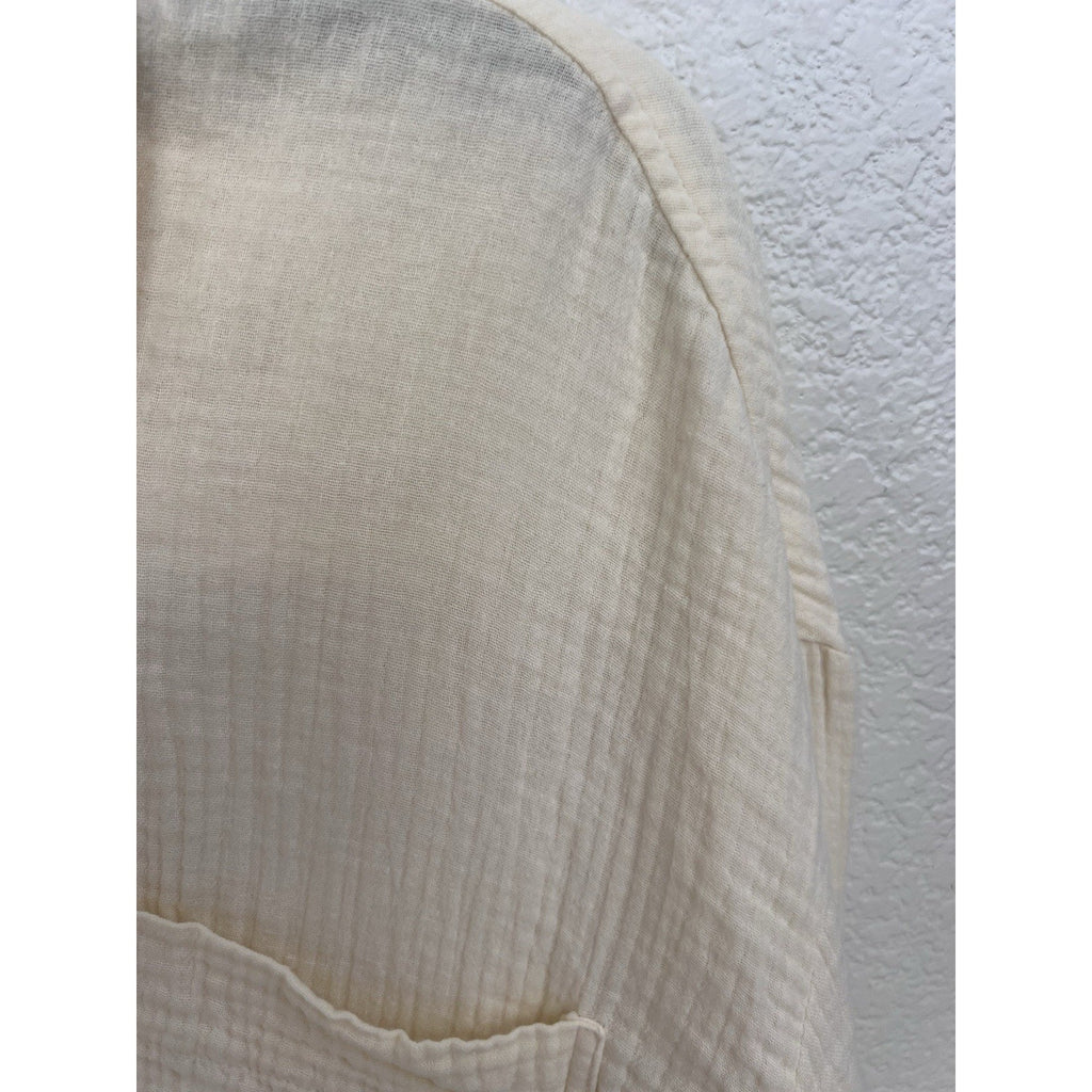Magaschoni Women’s L Organic Cotton Gauze Button Down Shirt Long Slv Yellow