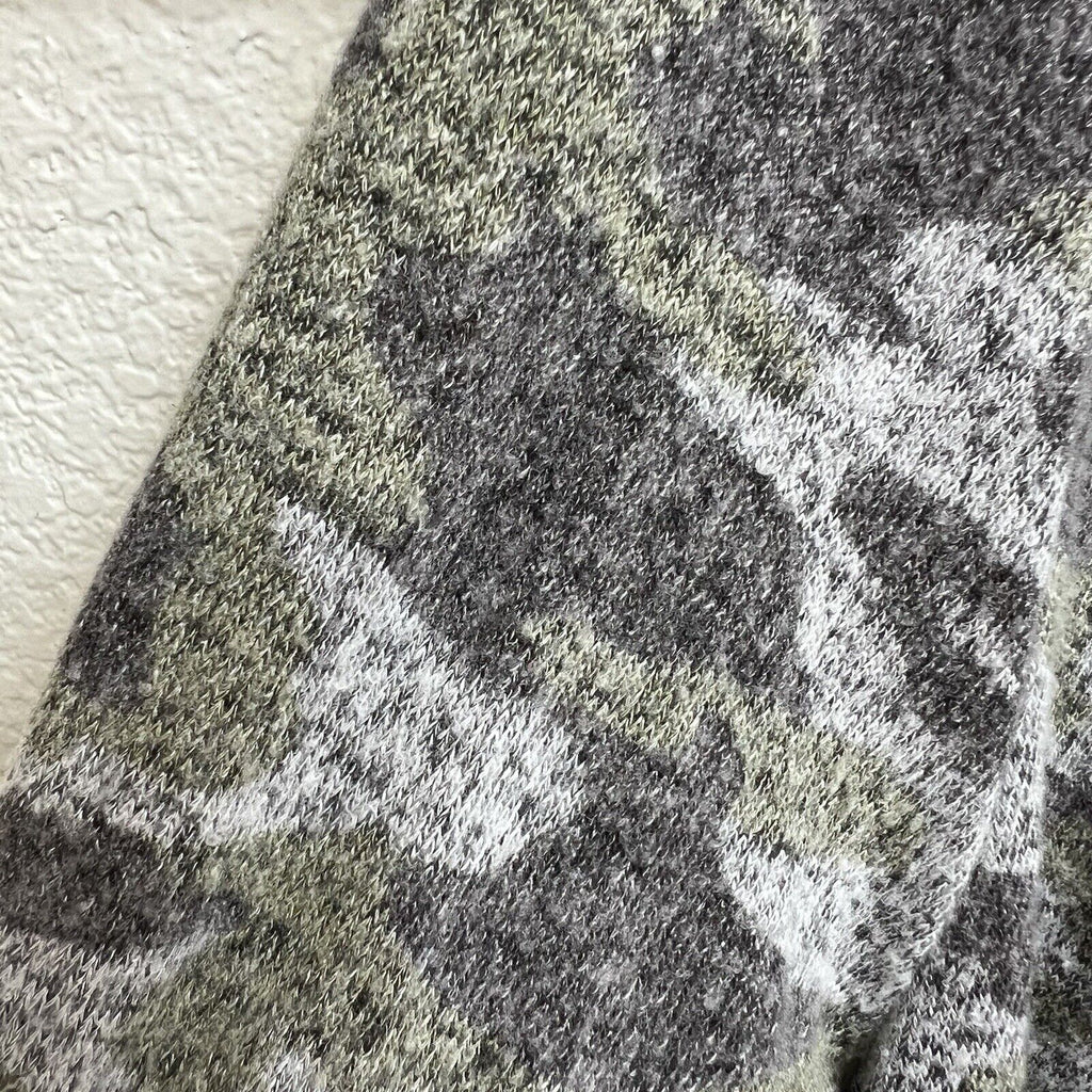 BOBEAU Camouflage Camo Open Draped Soft Slub Knit Cardigan Green Gray Sz S