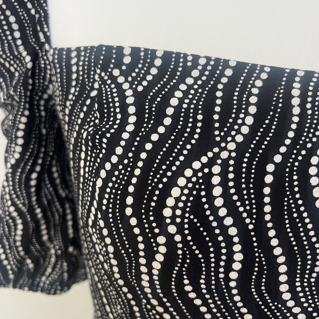 & Other Stories Puff Shoulder Crepe Midi Dress Dotted Print Sz 0 Front Slit