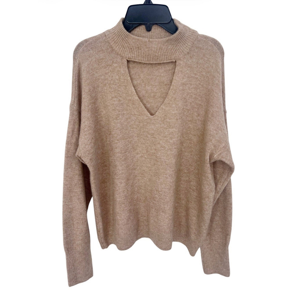1. State Nordstrom Camel Tan Sweater Sz M V Neck Cutout