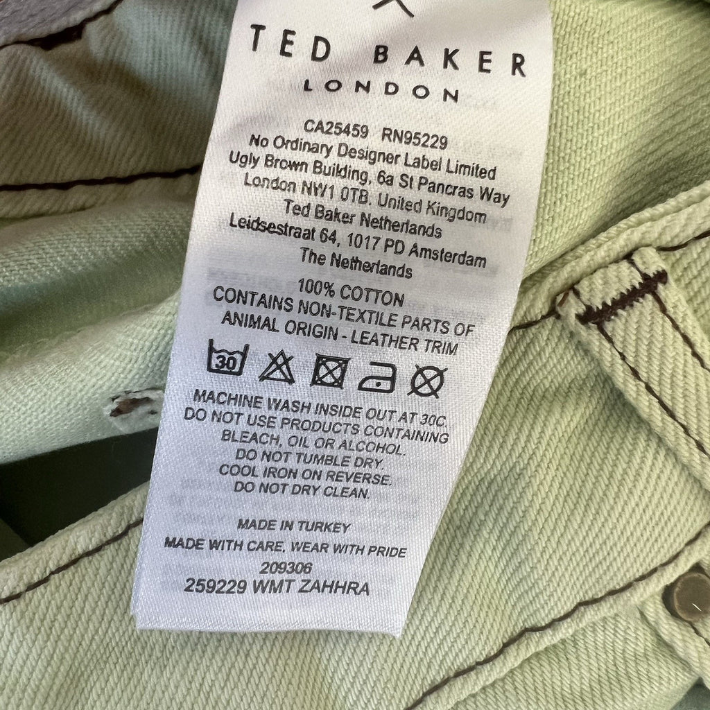 TED BAKER NWT Zahhra Sz 26 High Rise Straight Ankle Mint Green Jeans Buttons