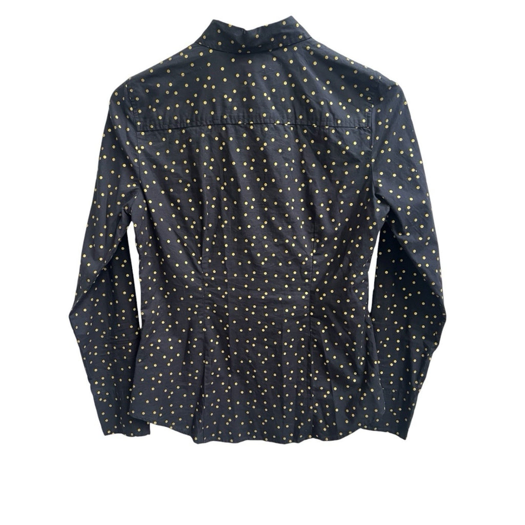 J.crew Women’s Perfect Shirt Button Down Long Slv Polka dot Sz 4 Black Career