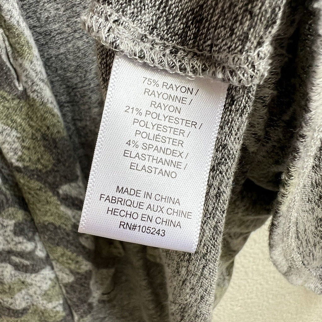 BOBEAU Camouflage Camo Open Draped Soft Slub Knit Cardigan Green Gray Sz S