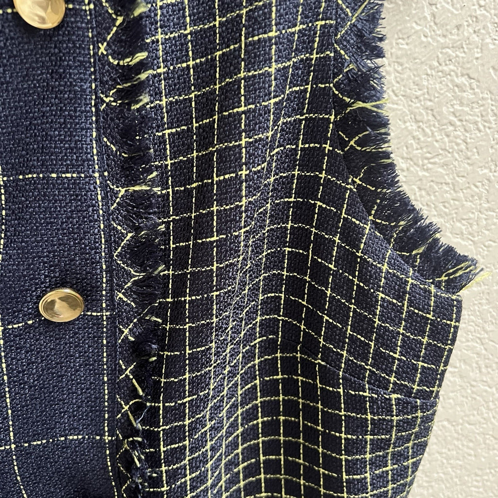 Julia Jordan Yarn Dyed Tweed Double Breasted Sheath Dress Colorblock Grid Sz 12