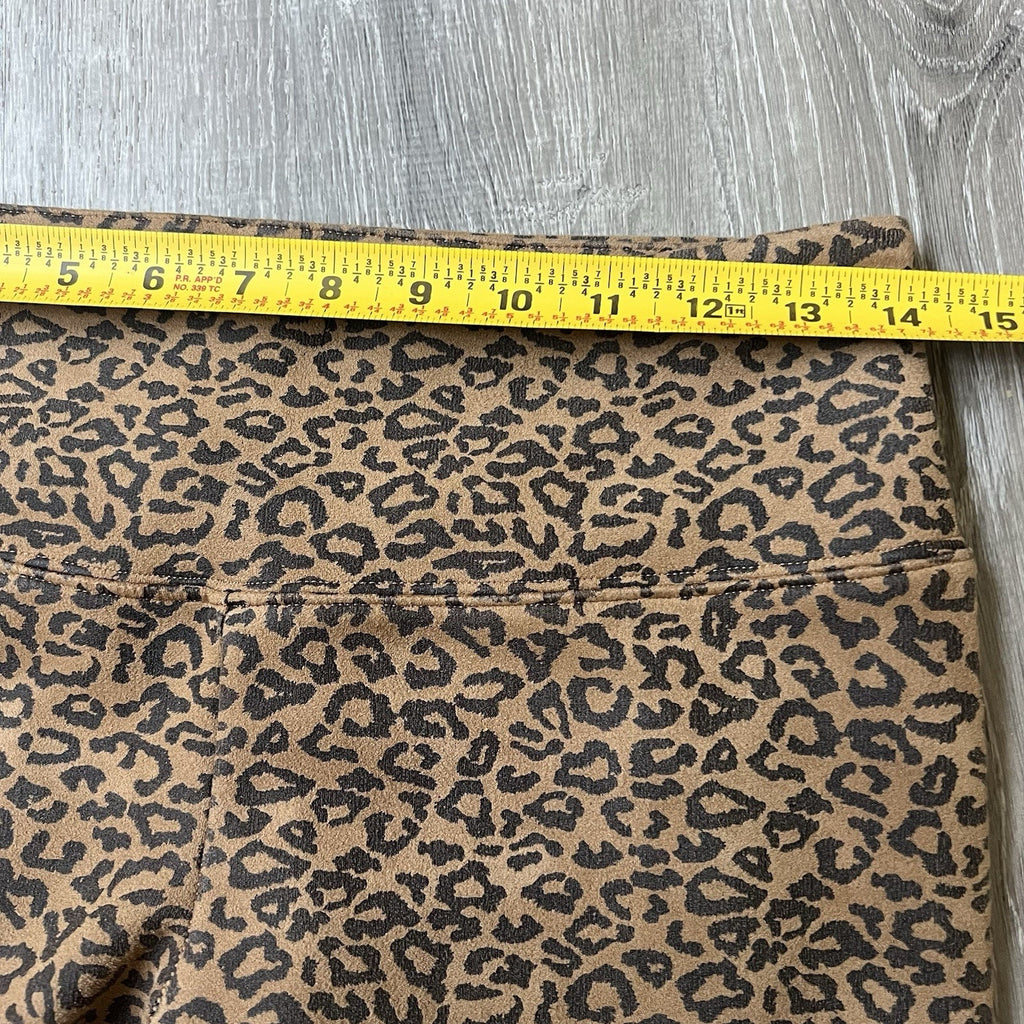 Carmen Marc Valvo Leopard Print Leggings Sz S Faux Leather Pull On Stretchy
