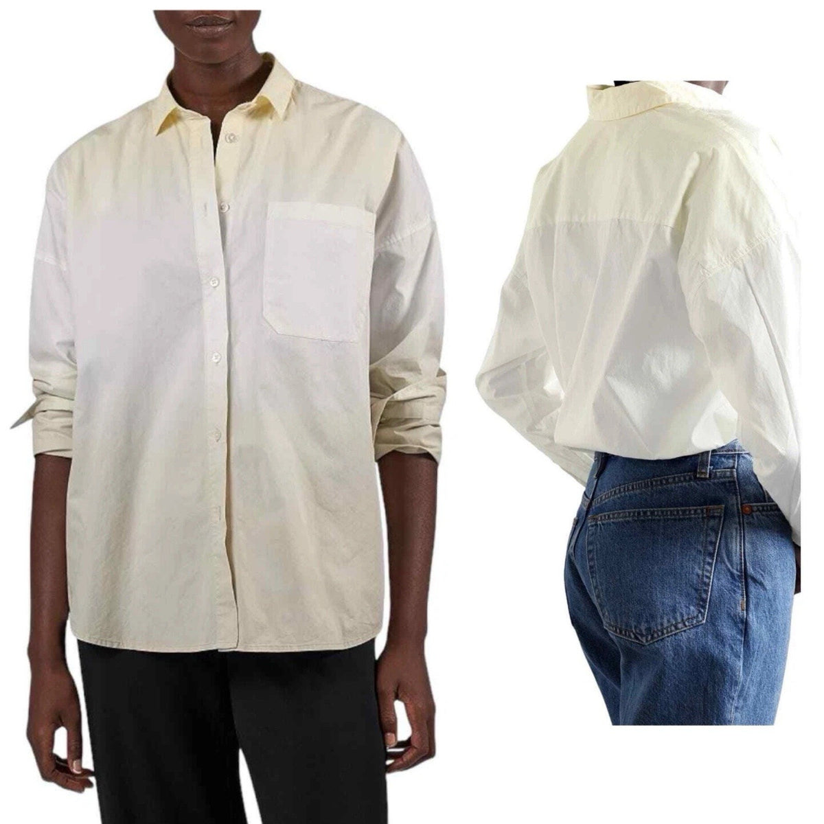 Atm Anthony Thomas Melillo Womens Ombre Button Down Shirt Long Slv Sz S Oversize