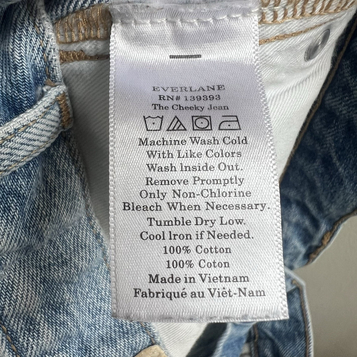 Everlane Jeans Womens Sz 26 Light Blue Cheeky Jean High Rise Button Fly Straight