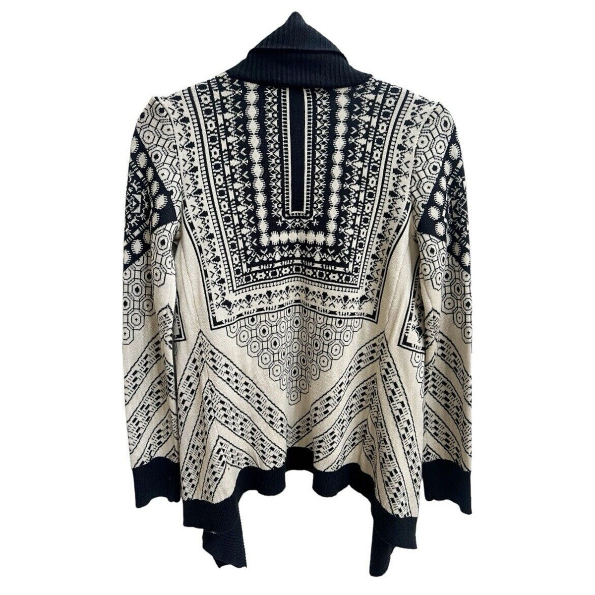 UO Staring at Stars Open Cardigan Sweater XS Black Ivory Aztec Southwestern Boho