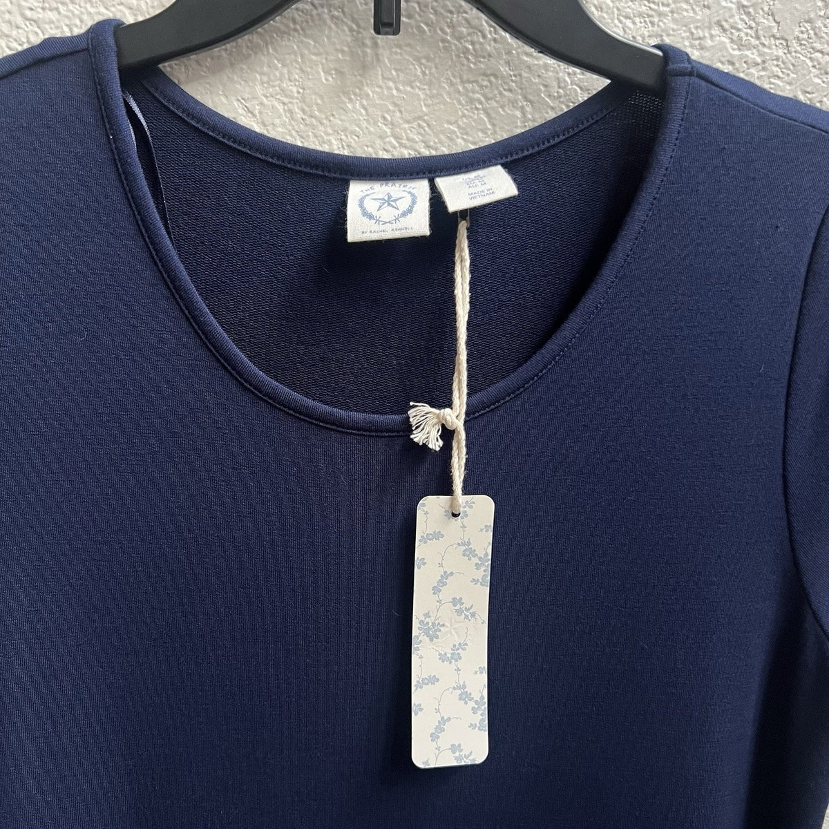 The Prairie by Rachel Ashwell NWT Sz M Navy Blue Shift T Shirt Dress Lace Trim