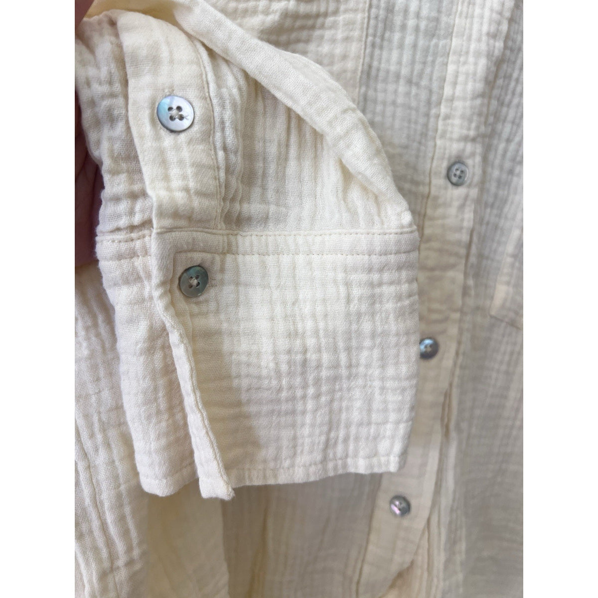 Magaschoni Women’s L Organic Cotton Gauze Button Down Shirt Long Slv Yellow