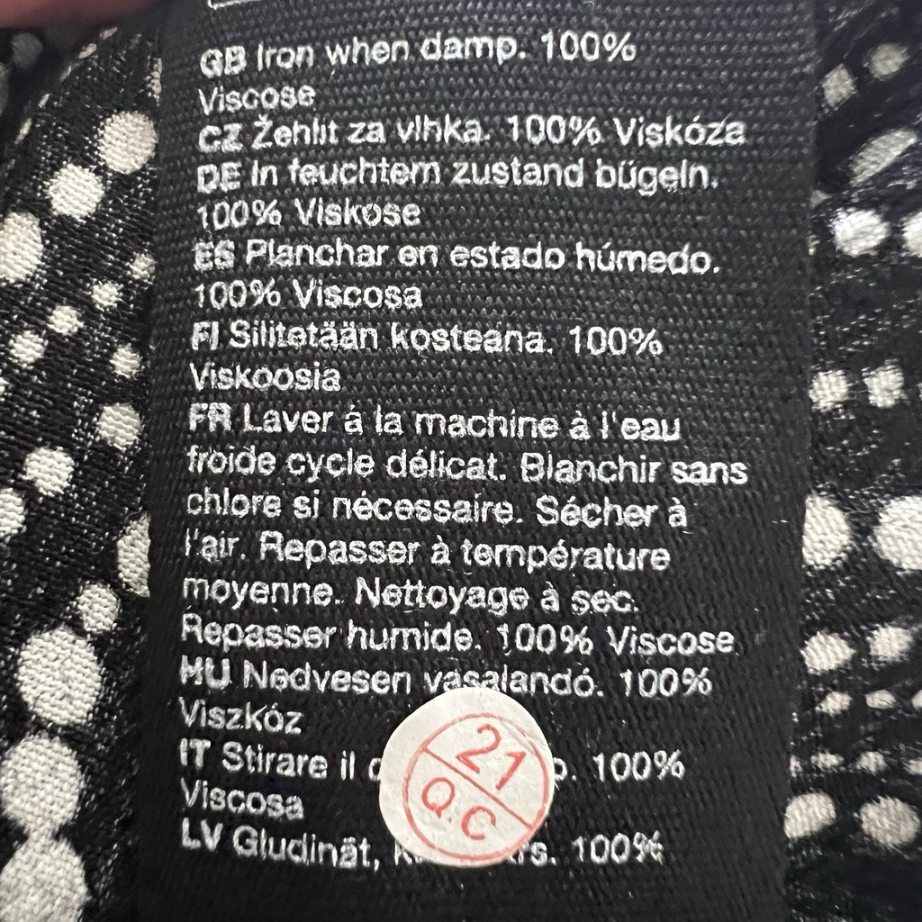 & Other Stories Puff Shoulder Crepe Midi Dress Dotted Print Sz 0 Front Slit