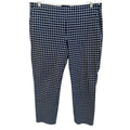 J. Crew Martie Cropped Pants Women Sz 8 Navy Blue Gingham Side Zip Preppy
