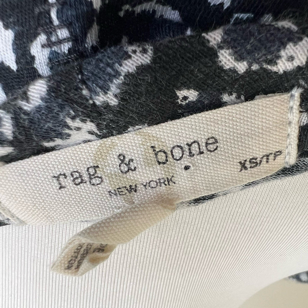 Rag & Bone Short Slv Crew Neck Animal Print T Shirt Sz XS Organic Pima Cotton