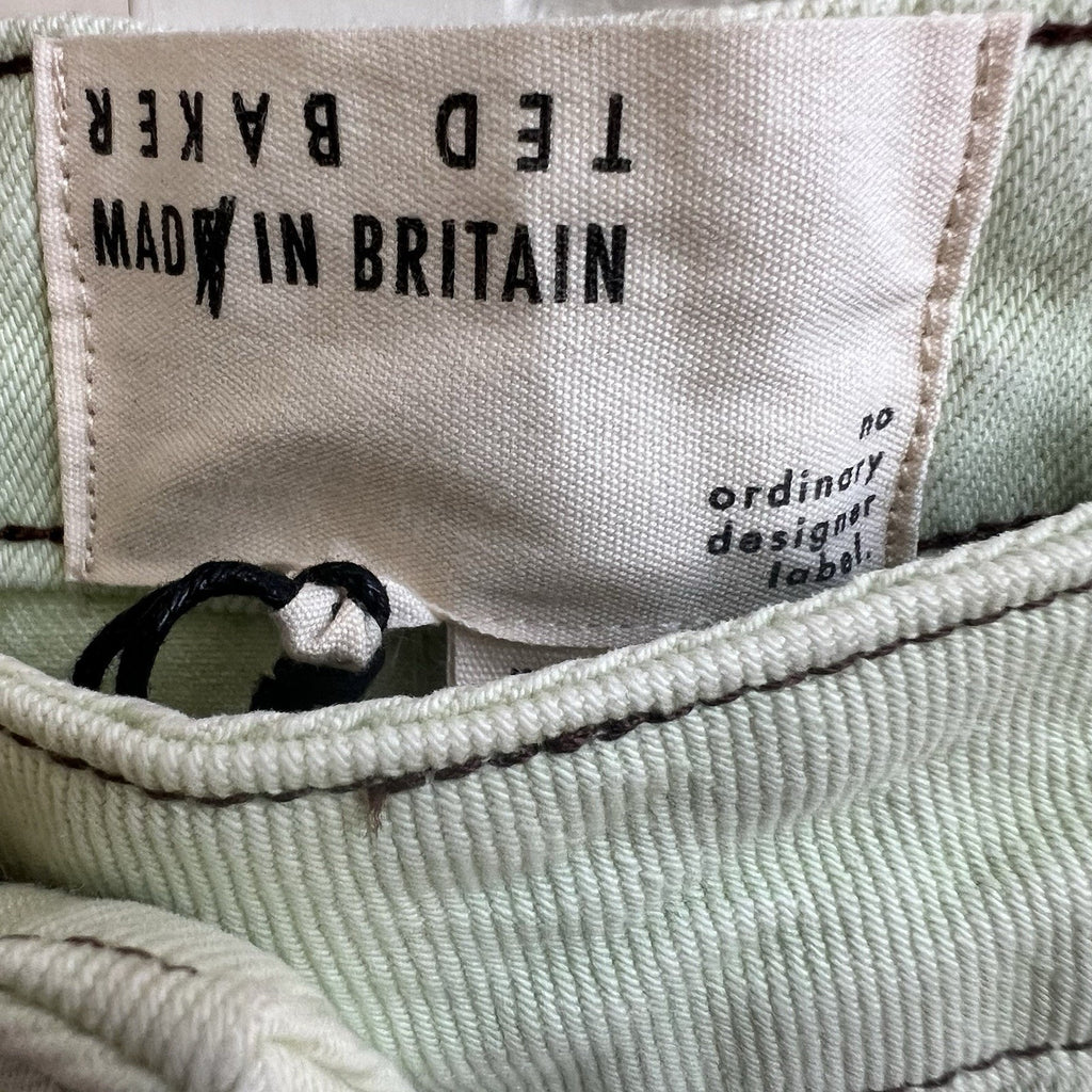 TED BAKER NWT Zahhra Sz 26 High Rise Straight Ankle Mint Green Jeans Buttons