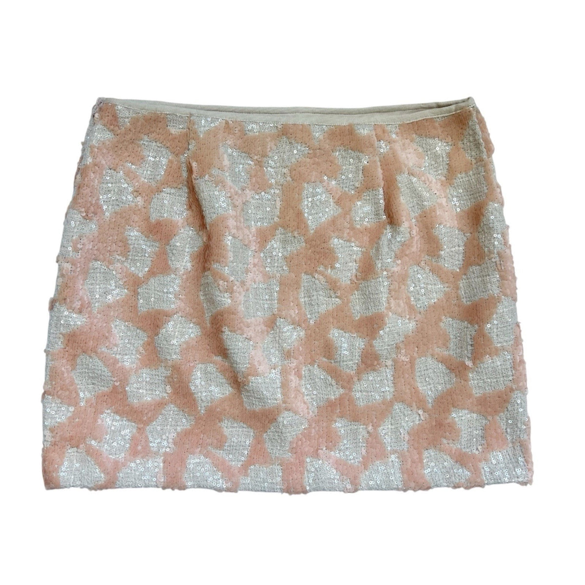 Banana Republic Womens Peach And White Abstract Sequin Mini Skirt Sz 8