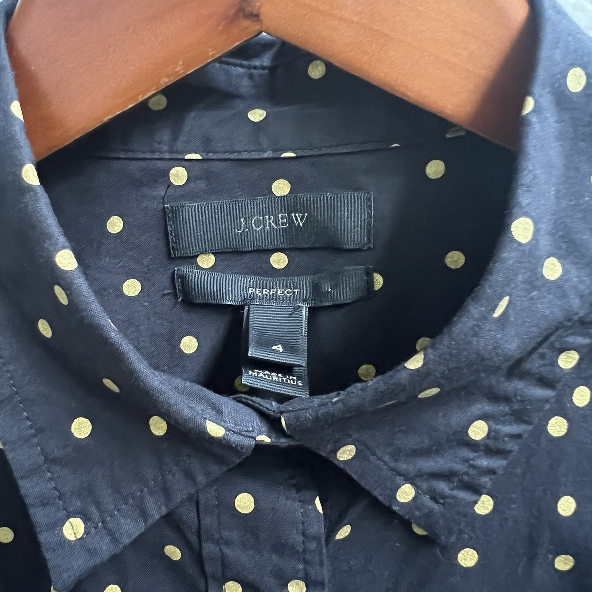 J.crew Women’s Perfect Shirt Button Down Long Slv Polka dot Sz 4 Black Career