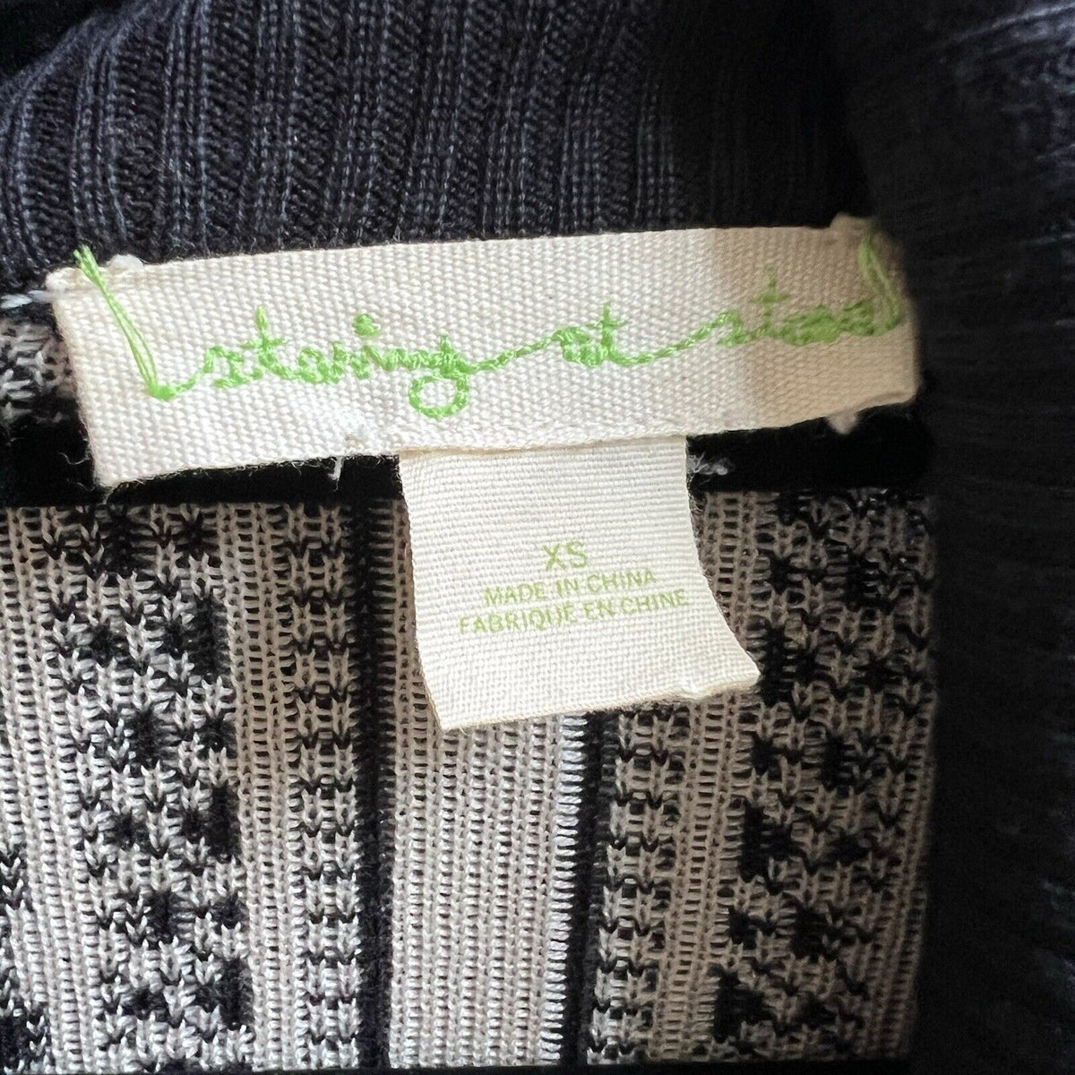 UO Staring at Stars Open Cardigan Sweater XS Black Ivory Aztec Southwestern Boho