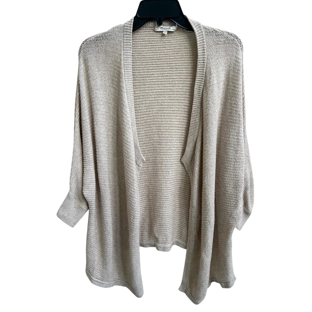 Madewell XS Seabank Cardigan Sweater Knit Oatmeal Open Front Drapey Relaxed