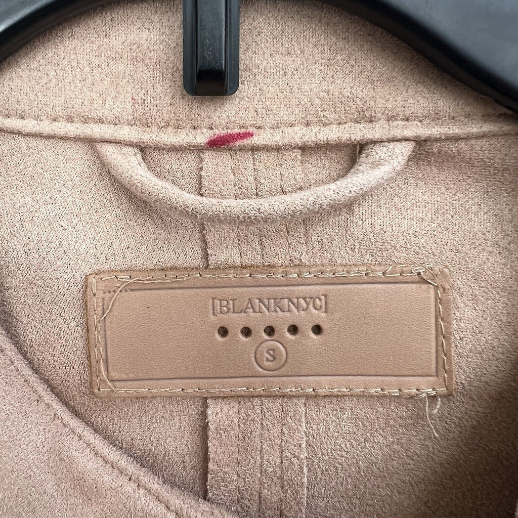 BlankNYC Short Moto Jacket Tan Faux Suede Leather Sz S Zipper Casual