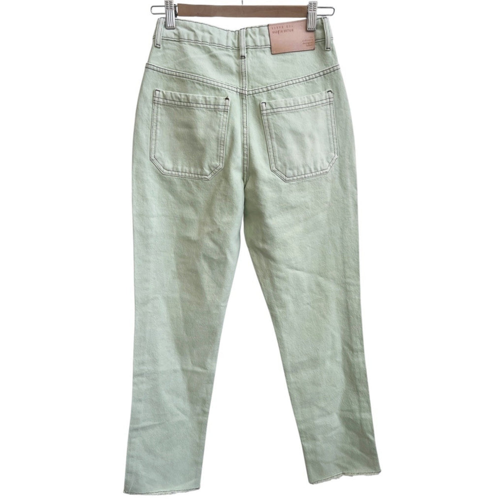 TED BAKER NWT Zahhra Sz 26 High Rise Straight Ankle Mint Green Jeans Buttons