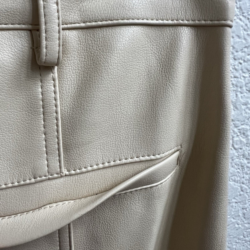 MOTEL ROCKS Centa Trouser Straight Leg Faux Leather PU Vegan Sz XS Beige