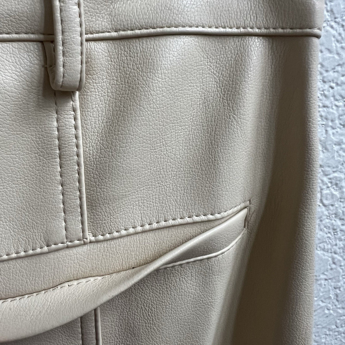 MOTEL ROCKS Centa Trouser Straight Leg Faux Leather PU Vegan Sz XS Beige