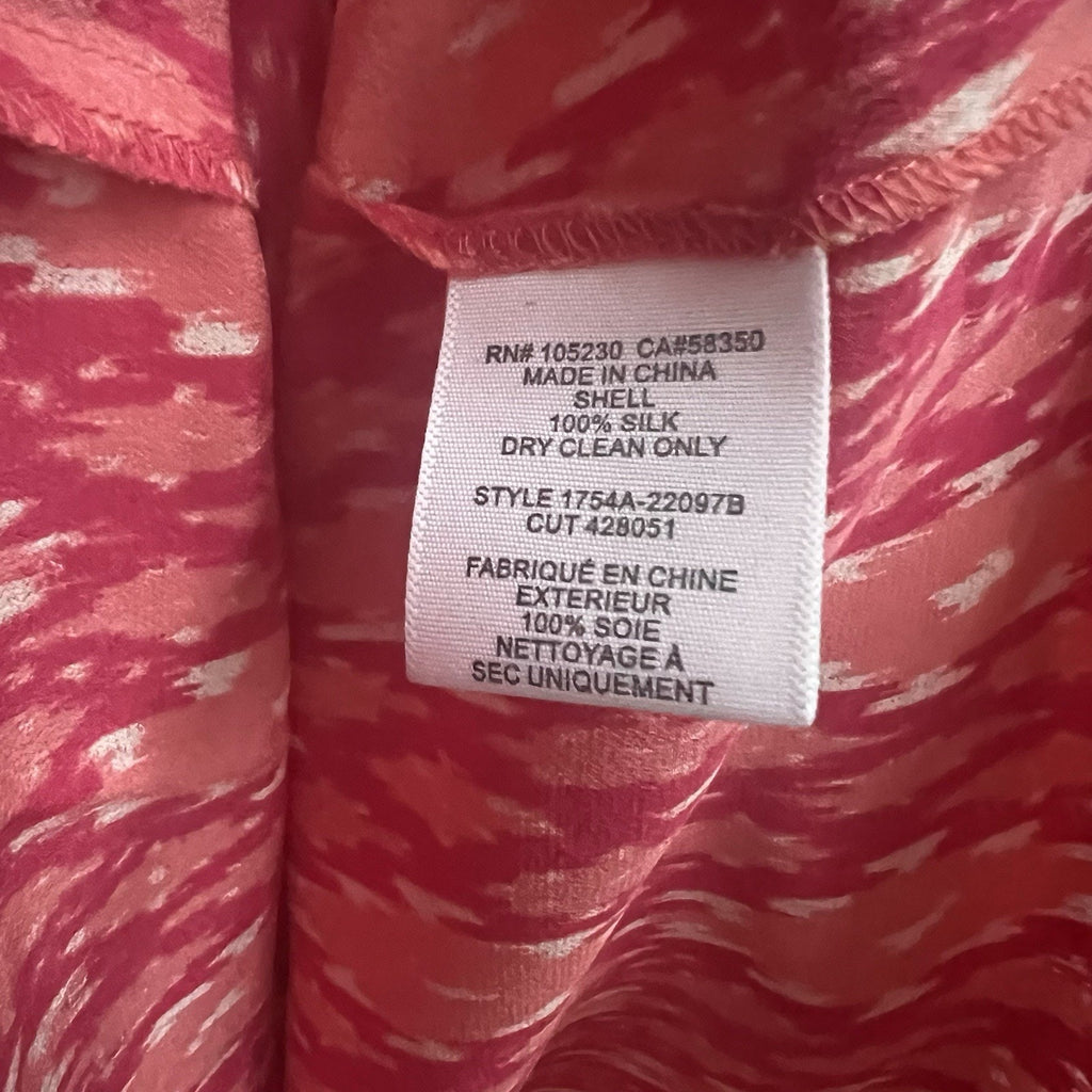 Joie Addie B Blouse Spiced Coral 100% Silk Top 3/4 Slv Oversized Sz M