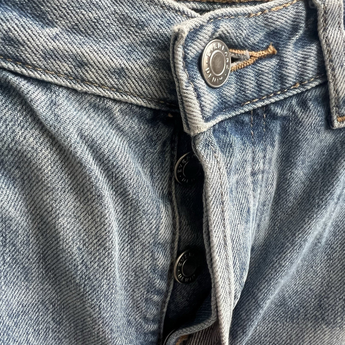 Everlane Jeans Womens Sz 26 Light Blue Cheeky Jean High Rise Button Fly Straight