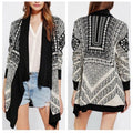 UO Staring at Stars Open Cardigan Sweater XS Black Ivory Aztec Southwestern Boho