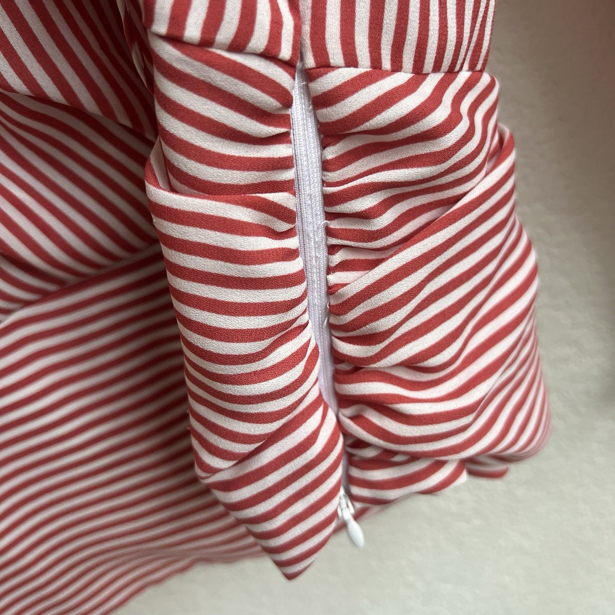 Chelsea28 Women's Blouse V Neck Faux Wrap Long Slv Top Red Stripe Office Sz S