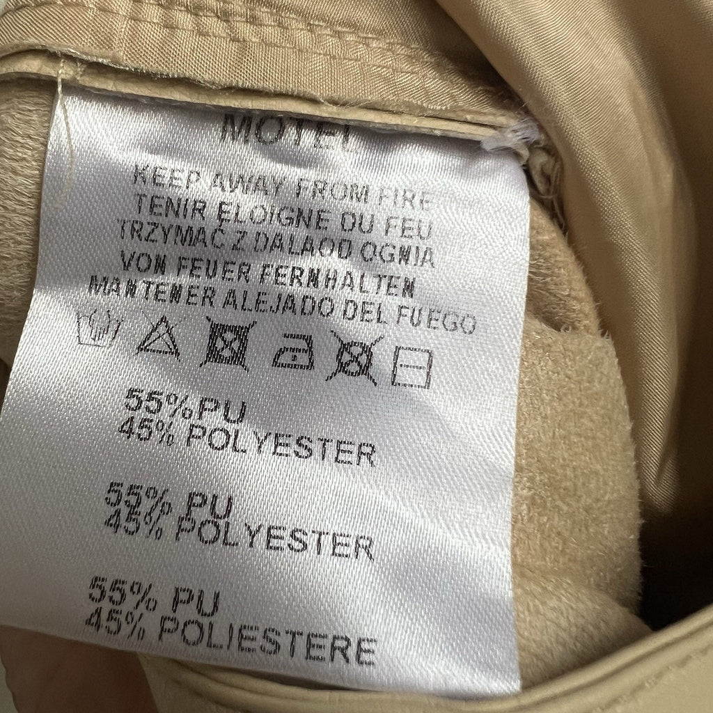 MOTEL ROCKS Centa Trouser Straight Leg Faux Leather PU Vegan Sz XS Beige