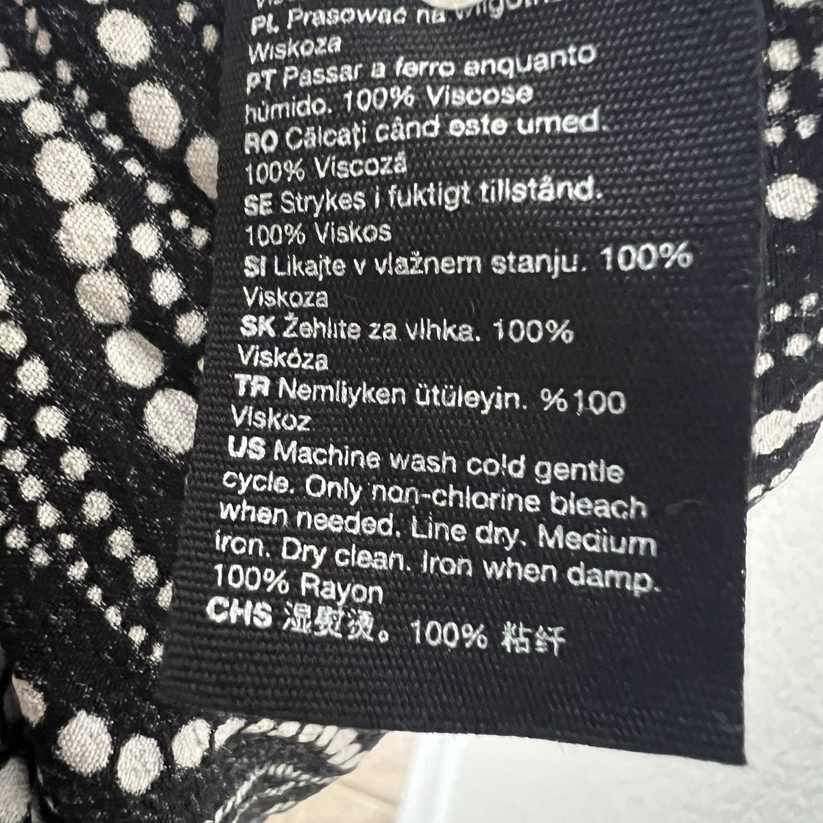 & Other Stories Puff Shoulder Crepe Midi Dress Dotted Print Sz 0 Front Slit